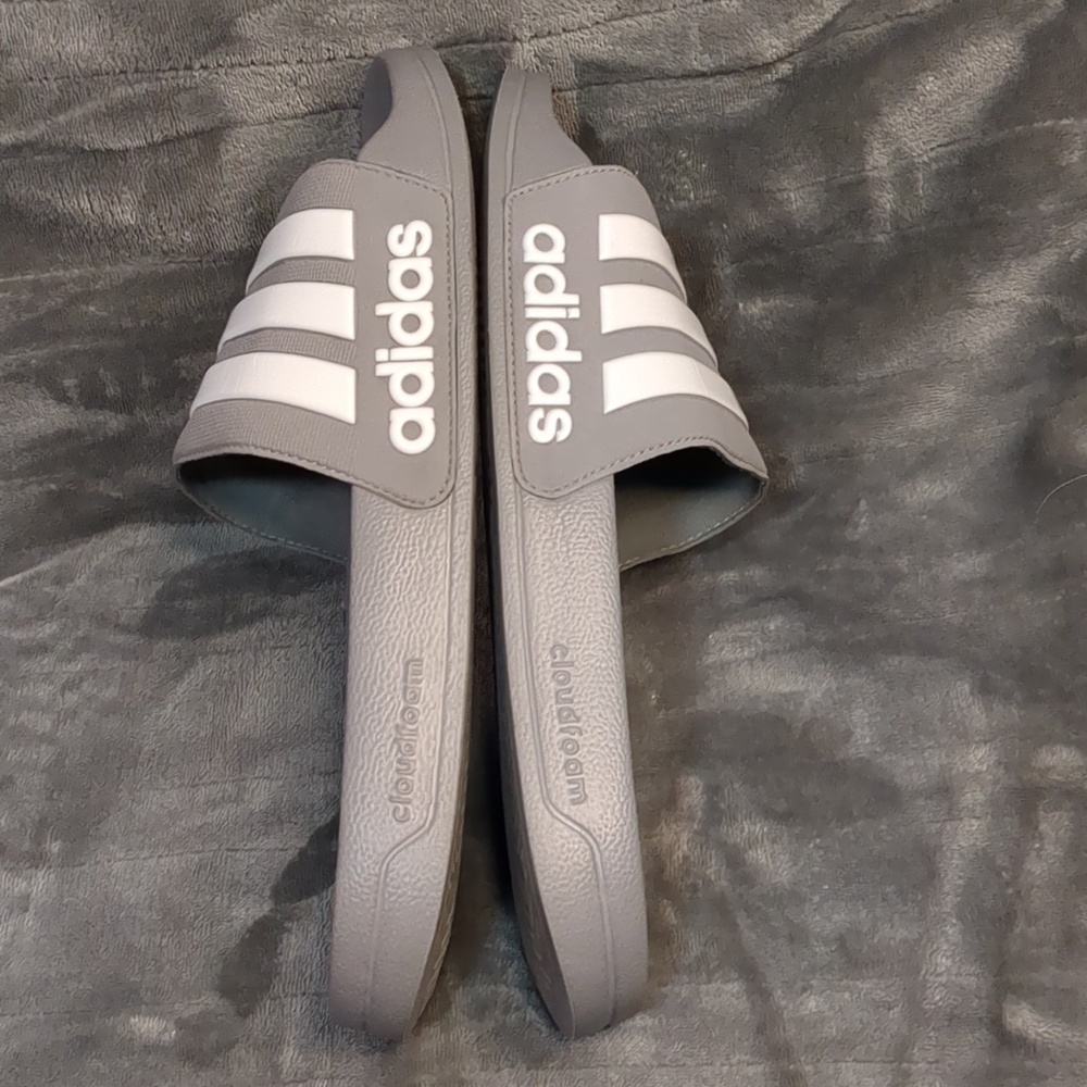 Adidas Gray and White Slide Sandals - Picture 13 of 16